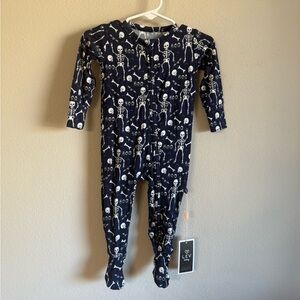 NWT Lev Baby Bamboo Skeleton Print Zippy